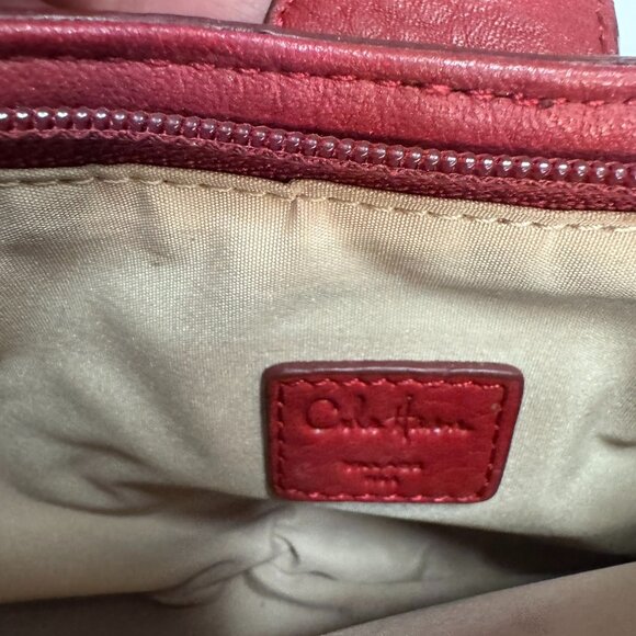 EUC Cole Haan Red Pebbled Leather Wristlet Clutch with Mirror - Picture 5 of 5